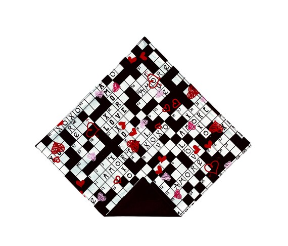 Valentine Pocket Square Sweetheart Crossword Cotton Etsy
