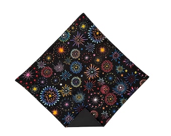 Holiday Pocket Square - Multi Colored Firework - Cotton Handkerchief - Adult Men's Sizing - Handcrafted in the USA