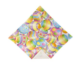 Spring Pocket Square - Easter Holiday Multi-Colored Easter Egg - Cotton Handkerchief - Men's Sizing