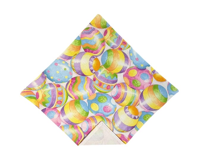Spring Pocket Square - Easter Holiday Multi-Colored Easter Egg - Cotton Handkerchief - Men's Sizing