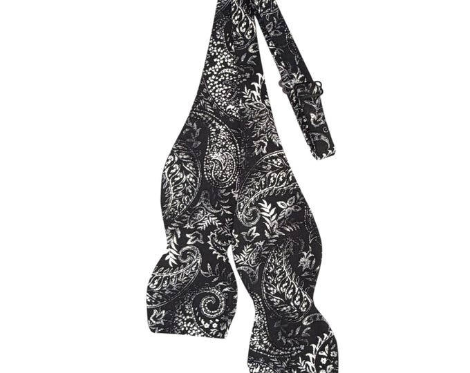 Self-tie Bow Tie - Vintage Black Paisley - Cotton - Adult Men's Sizing - Crafted in the USA