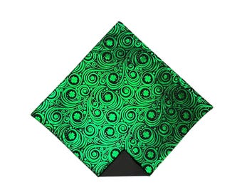 Shamrock Pocket Square - Black & Green Foil, St. Patrick's Day