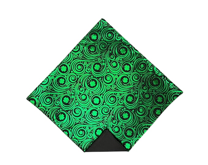 Shamrock Pocket Square - Black & Green Foil, St. Patrick's Day