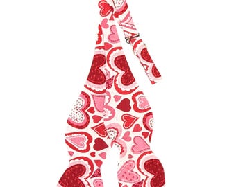 Valentine's Day Bow Tie - Red & Pink Hearts, Handmade Cotton