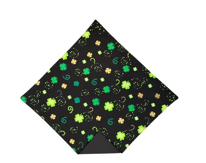 Men's St. Patrick's Pocket Square - Green Gold Shamrocks Handkerchief - Adult Sizing - Handcrafted in the USA