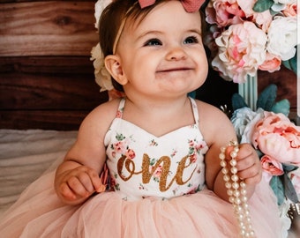 Birthday Dress First Birthday Second Birthday Any Number Girls Pink Tutu Party Dress Outfit Baby Girl Birthday Outfit Boho floral Birthday