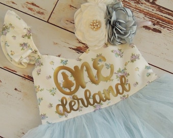 Baby Blue Girls One derland Birthday Dress First Birthday Baby Blue Tutu Dress