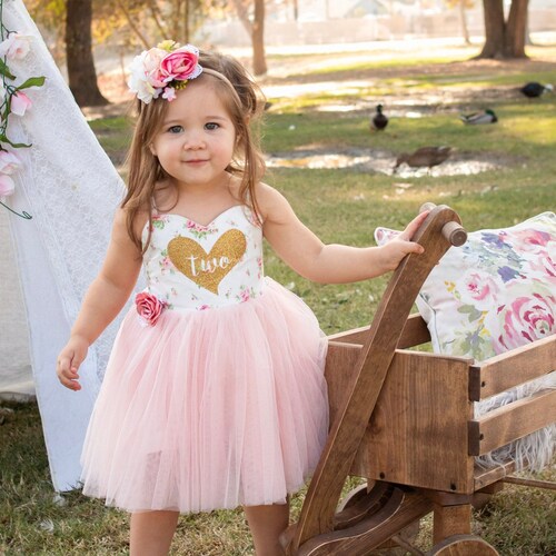 Birthday Dress Baby Girl First Birthday Tutu Dress Floral Pink | Etsy
