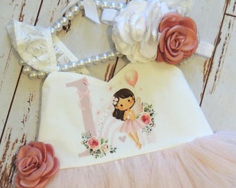 Fairy First Birthday Dress, Pink Tulle Tutu, Baby Girl Party Outfit
