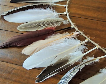 Natural Feather Garland Boho Home Decor Feather Garland Adjustable Wild One Bohemian Tribal Nursery Girl Boy Room Decor Baby Nursery