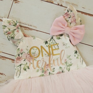 Baby Girls Birthday Dress in Soft Blush Pink First Birthday Floral Dress Second Birthday Flower Girl Summer Party Dress