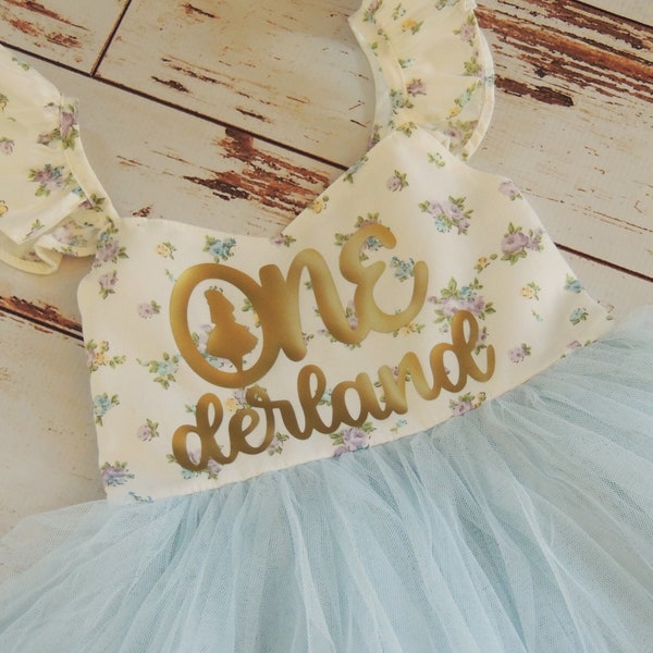 Baby Blue Girls One derland Birthday Dress First Birthday Baby Blue Tutu Dress Alice in Wonderland First Birthday