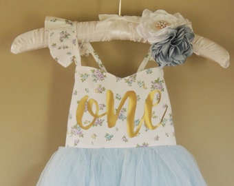 Baby Blue Girls First Second Birthday Dress First Birthday Baby Blue Tutu Dress