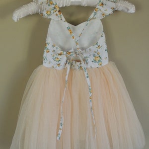 Girls Birthday Dress in Soft Yellow Floral Summer or Party Dress image 7