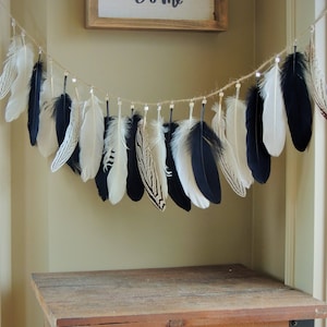 Natural Feather Garland Boho Home Decor Feather Garland Adjustable Wild One Bohemian Tribal Nursery Girl Boy Room Decor Baby Boy