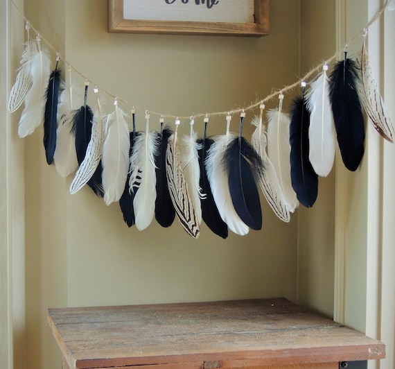 Natural Feather Garland Boho Home Decor Feather Garland Adjustable Wild One Bohemian Tribal Nursery Girl Boy Room Decor Baby Boy