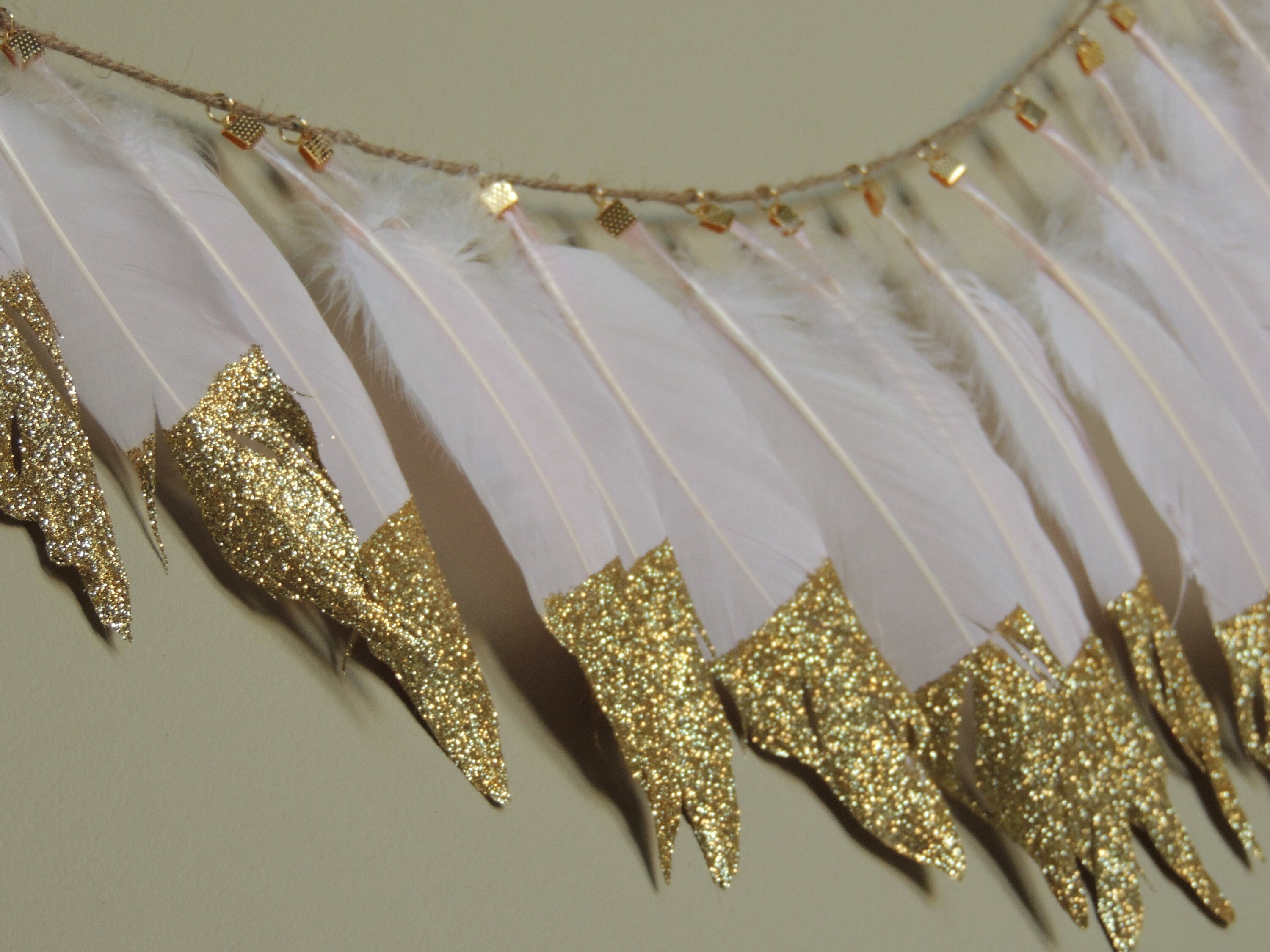 Glitter Dipped Feather Banner Feather Garland Adjustable Etsy