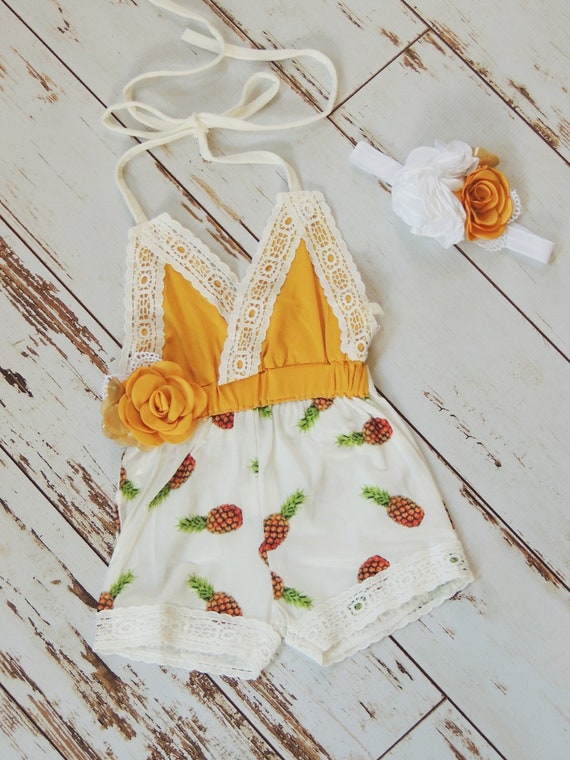 Baby girl pineapple romper discount