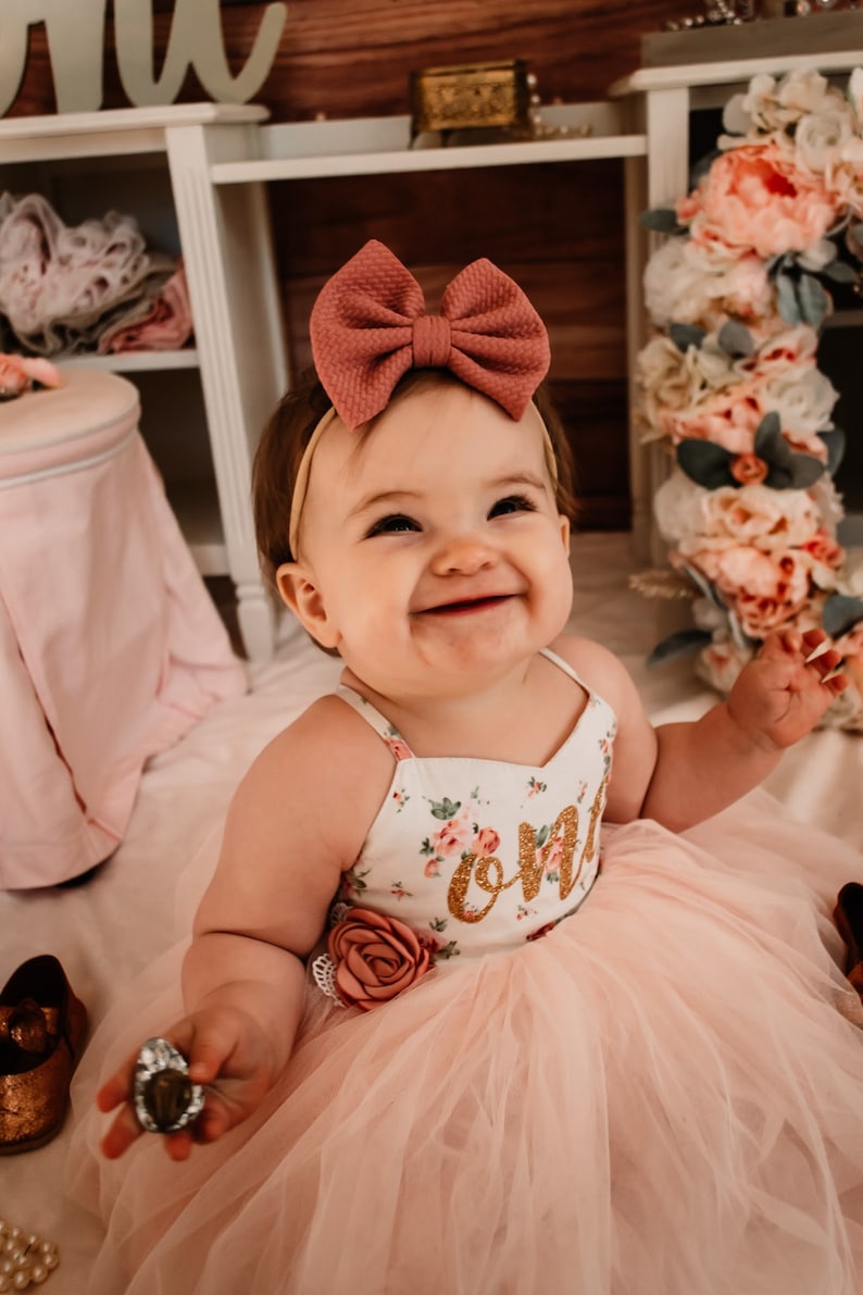 Birthday Dress First Birthday Second Birthday Any Number Girls Pink Tutu Party Dress Outfit Baby Girl Birthday Outfit Boho floral Birthday image 8