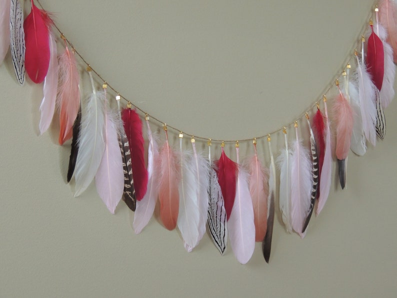 Feather Garland Boho Decor Party Decor Wild Obe Birthday Baby Girl Birthday boho nursery Baby Girl Nursery Decor image 8