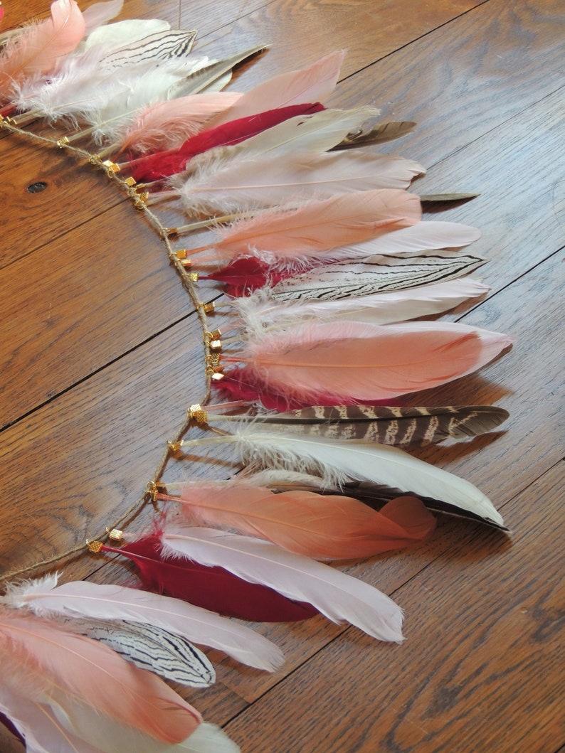 Feather Garland Boho Decor Party Decor Wild Obe Birthday Baby Girl Birthday boho nursery Baby Girl Nursery Decor image 1