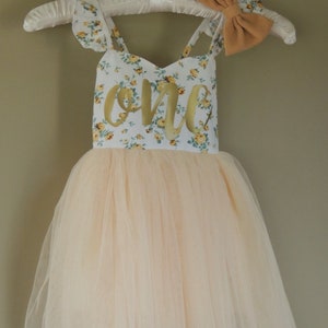 Girls Birthday Dress in Soft Yellow Floral Summer or Party Dress image 9