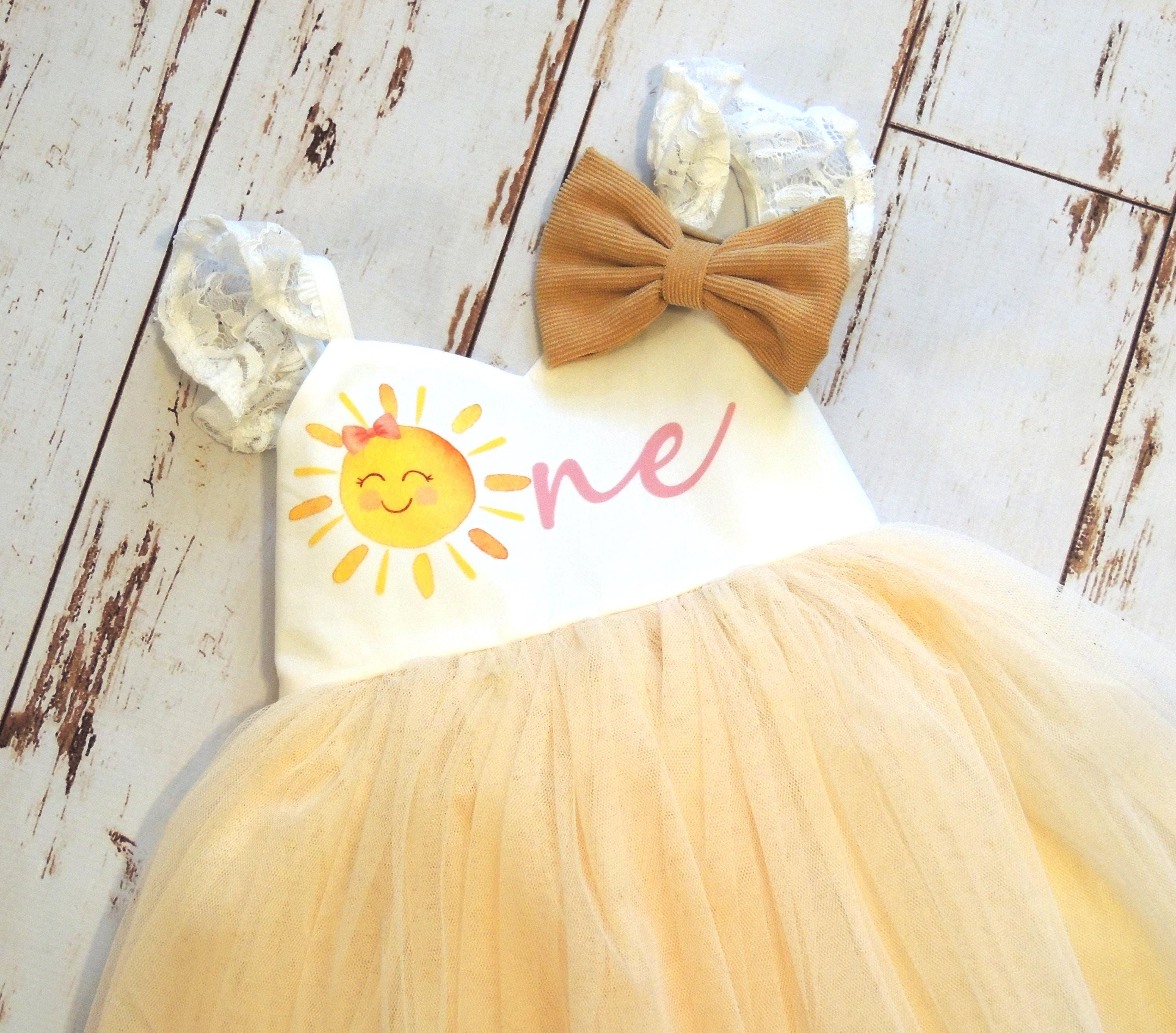 yellow first birthday dress Shop Baby Girl Tulle Yellow Dress, 1st Birthday Dress, Baby Girl Tutu Princess Dress main image 0