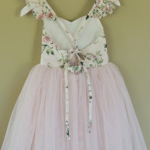 Baby Girls Second Birthday Dress in Soft Blush Pink Floral Dress Second Birthday First Birthday Summer Party Dress image 7