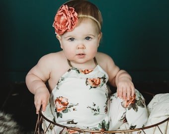 Baby Girl Floral Romper Boho First Birthday Wild One Birthday Outfit Boho Birthday Outfit Baby Girl Birthday Romper