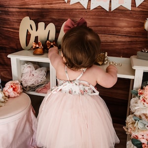 Birthday Dress First Birthday Second Birthday Any Number Girls Pink Tutu Party Dress Outfit Baby Girl Birthday Outfit Boho floral Birthday image 3