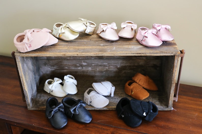 Baby Moccasins Baby Shoes Genuine Leather Suede Baby Girl or Baby Boy Outfit Baby Birthday Outfit Baby Shoes Moccasins image 2