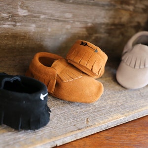 Baby Moccasins Baby Shoes Genuine Leather Suede Baby Girl or Baby Boy Outfit Baby Birthday Outfit Baby Shoes Moccasins image 1