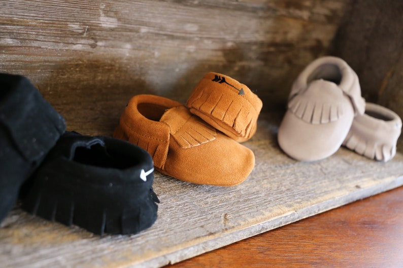 Baby Moccasins Baby Shoes Genuine Leather Suede Baby Girl or Baby Boy Outfit Baby Birthday Outfit Baby Shoes Moccasins image 1