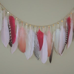 Feather Garland Boho Decor Party Decor Wild Obe Birthday Baby Girl Birthday boho nursery Baby Girl Nursery Decor image 4