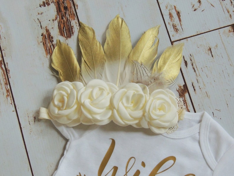 Feather Headband Boho Baby Girl Wild One Birthday Girl Boho Headband Baby Girl Birthday Boho Baby Outfit Boho Girl Clothes First Birthday