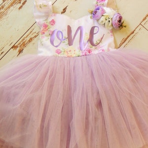 Lavender Floral Birthday Dress for Baby Girl First Birthday Second Birthday image 7