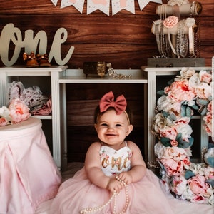 Birthday Dress First Birthday Second Birthday Any Number Girls Pink Tutu Party Dress Outfit Baby Girl Birthday Outfit Boho floral Birthday image 2