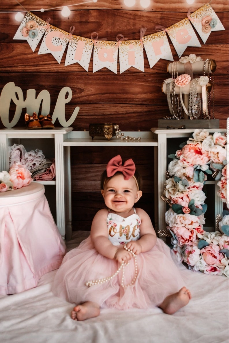 Birthday Dress First Birthday Second Birthday Any Number Girls Pink Tutu Party Dress Outfit Baby Girl Birthday Outfit Boho floral Birthday image 2