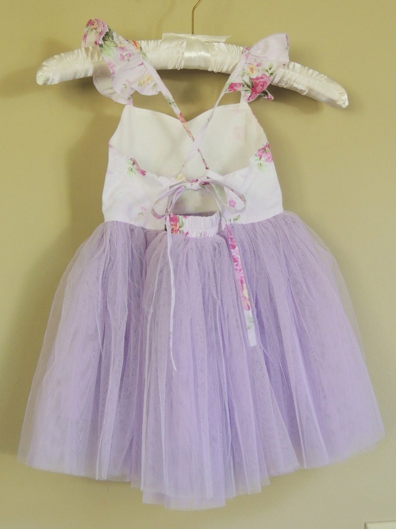 Mermaid First Birthday Dress for Baby Girl Lavender Floral Baby Dress image 6