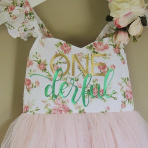 NEW Baby Girls ONE derful Birthday Dress in Soft Pink First Birthday Floral Dress Second Birthday Flower Girl Summer Party Dress image 8