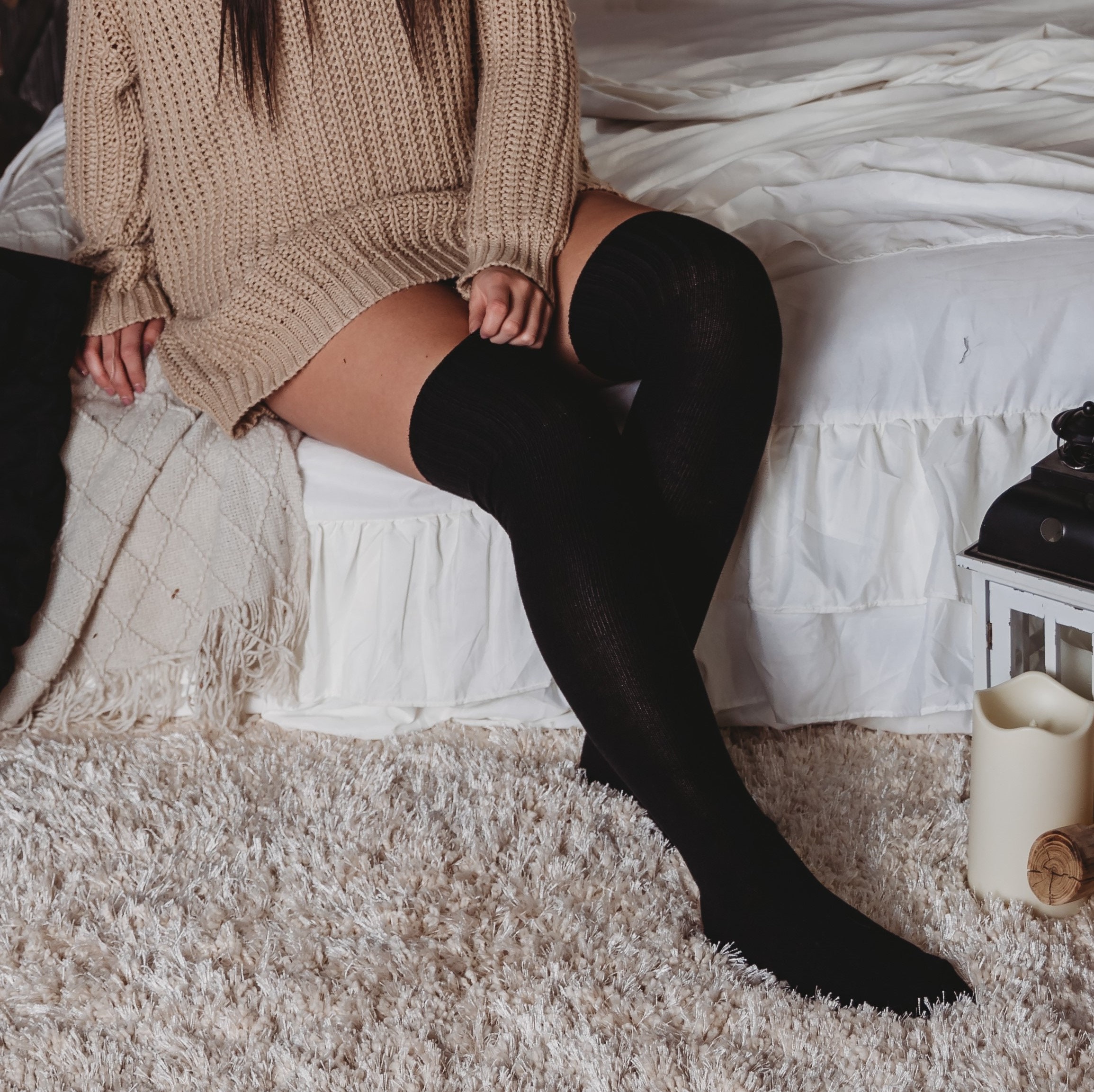 stretchy thigh high socks