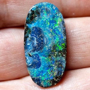 Blue Green Seas Natural Boulder Opal Seascape
