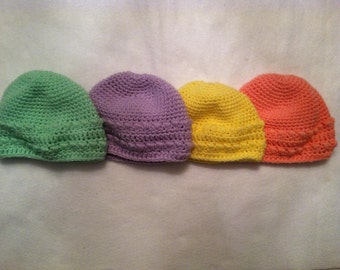 Pastel Bobble-Stitch Infant Hats - FREE U.S. SHIPPING