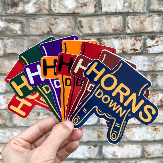 thumbnail image 2 of Horns Down Decal Sticker – 2.4 X 1.2 Inches – Oklahoma Sooners – Big 12 2 of 6