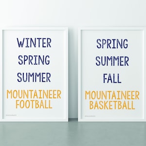 Mountaineer Fan Seasons Print | unframed artwork art wall decor christmas gift graduation holiday sport