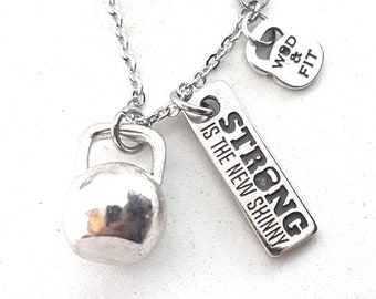 Gym Custom Necklace Big Kettlebell Workout - Motivational quotes- Gifts Bodybuilding - Fitness Gifts- Gym - bff gifts -Motivation- Wod & Fit