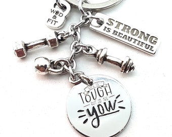 GYM Custom Keychain Life is Tough but so are You · Girlfriend Gift · Mom Gift · thank you gift · Bff Gifts · Gym Gift · Fitness· Wod & Fit