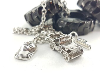 Offroad Necklace life Cap & initial ·Off Road Lovers · Flower Girl · Cow Girl Gift - 4x4 Off-road - Initial Necklace · Girlfriend gift