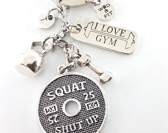 Custom Keychain · Squat Clean Workout · Personalized Gift · bff Gifts · Girlfriend Gift · Mom Gift · Daughter Gift · Birthday gift·Wod & Fit
