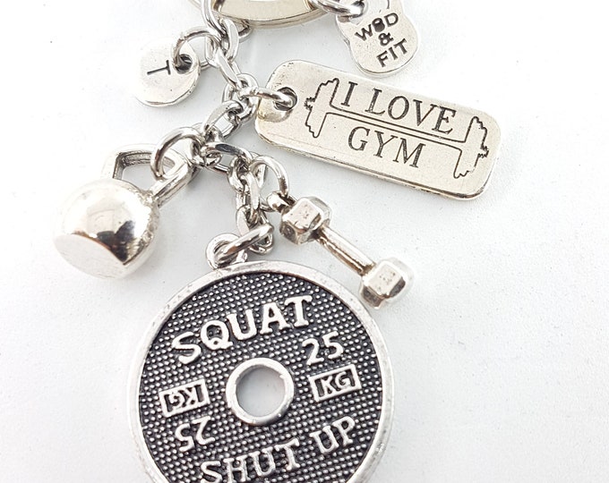 Custom Keychain · Squat Clean Workout · Personalized Gift · bff Gifts · Girlfriend Gift · Mom Gift · Daughter Gift · Birthday gift·Wod & Fit